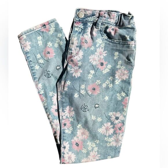 GAP Girls Floral Lightwash  Jeans Size 12 - Picture 1 of 6